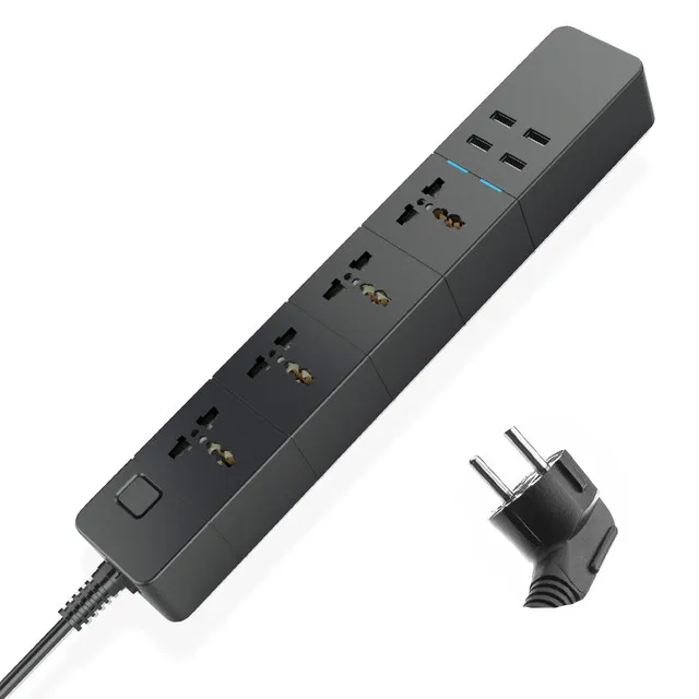 WiFi Smart Power Strip Universal Plug 1.8 / m / 3.0m / 5.0m med Alexa Googlehome Multi 4 AC-uttag 4 USB-röst Kontrollera UK / EU / US / AU Monitor Nätkabel Portar Adaptrar