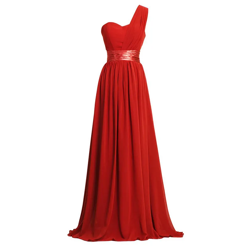 Women One Shoulder Burgundy Chiffon Bridesmaid Dress Floor-Length A-Line  Silhouette from Dhgate Bridesmaid Dress - price 75.52