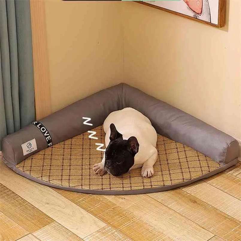 Kudde Hundmatta levererar tress avtagbar och tvättbar sommar cool boet katt säng för mjuka husdjur tillbehör 210924