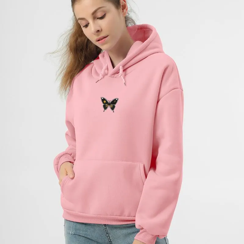 Sweat à capuche papillon vêtements esthétiques surdimensionné dessin animé sweat à manches longues poche pull Kpop mode Sweetshirt pour filles sweat à capuche pour femme