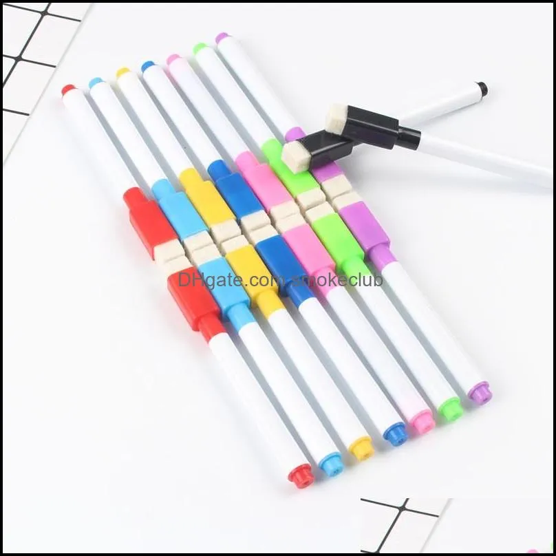 Colorful black School classroom Whiteboard Pen Dry White Board Markers Built In Eraser Student children drawing pen