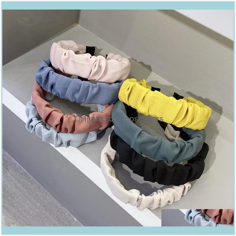 Vintage Solid Fold Candy Color Bezel Hair Bands For Women Headband Hoop Clips Girls Accessories Opaska Do Wlosow1