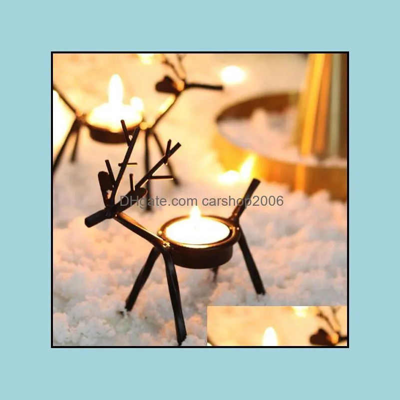 Hot Home Festive Christmas Candle Holders Creative European Iron Art Deer Candlestick Christmas Decorations And Gifts