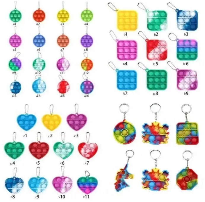 Party Favor Mini Push Bubble Jouet Sensoriel Autisme Besoins Squishy Anti-Stress Jouets Anti-stress Fidget Porte-clés Enfants Cadeau