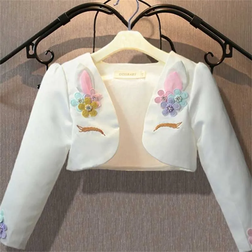 Sonbahar Kış Kızlar Unicorn Ceket Prenses Elbise AHAWL Çocuklar Için Küçük Ceket Uzun Kollu Hırka Çocuk Ceket 211106