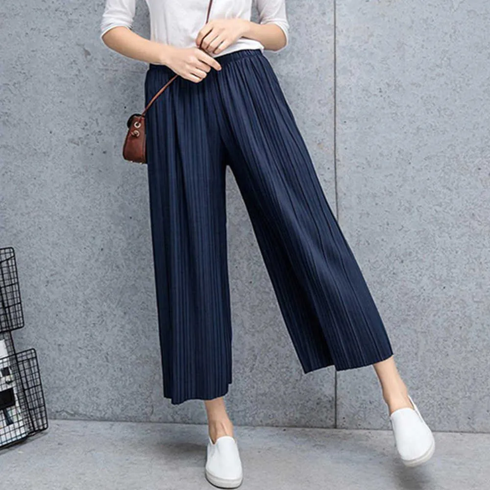  Pants for Women - High Waist Fold Pleated Wide Leg