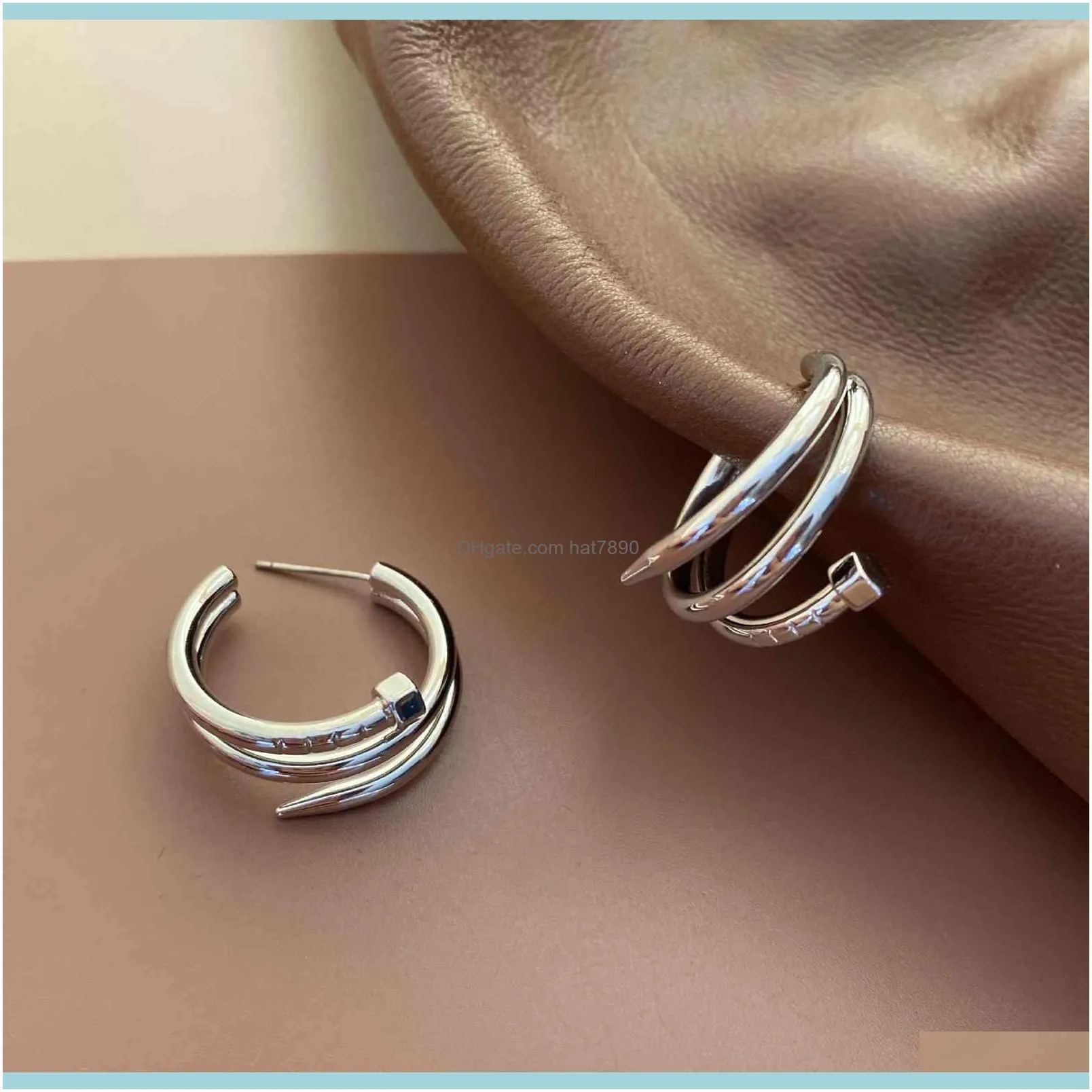 Charm juvelykorean öst gate nagel geometrisk modellering mode enkel mångsidig personlighet multi-lagers metallörhängen för kvinnor släpp leverans