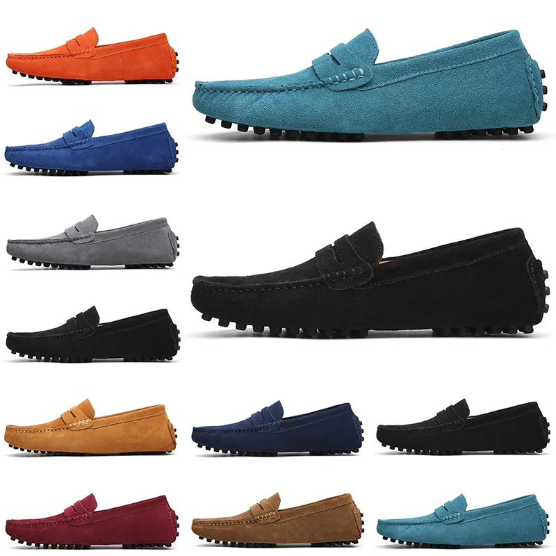 Scarpe casual da corsa in pelle scamosciata da uomo non di marca nero azzurro rosso grigio arancione verde marrone da uomo slip on scarpa in pelle pigra