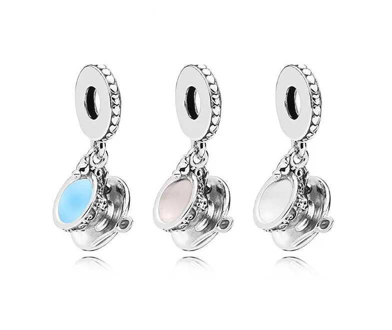 Fits Pandora Bracelets 20pcs Fashion Cup Enamel Silver Charms Bead Charm Beads For Wholesale Diy European Sterling Necklace Jewelry