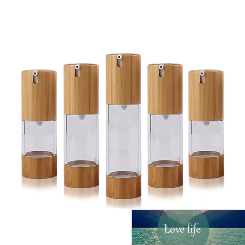 20pcs 50ml bamboo airless pump bottle with serum pump cap logo engraving natural bamboo cosmetic packaging material