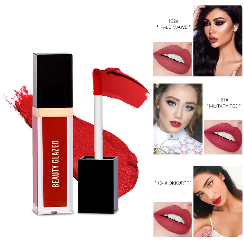 Non Stick Cup Liquid Lipstick Ultra Matte Lip Gloss In Bulk Full 24 Couleurs différentes Natural Nutritious Beauty Glazed Makeup Waterproof Lipgloss