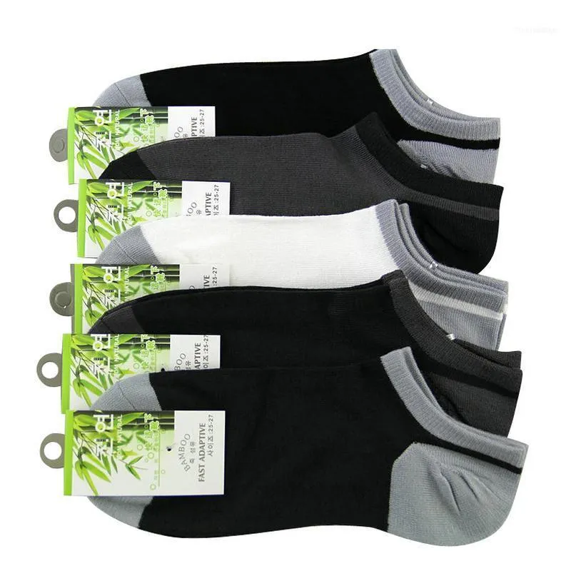 Mäns strumpor Partihandel - Sommar Bamboo Fiber Osynlig båt Ankle Male Fashion Sock Slippers 10PCS = 5PAirs / LOT1