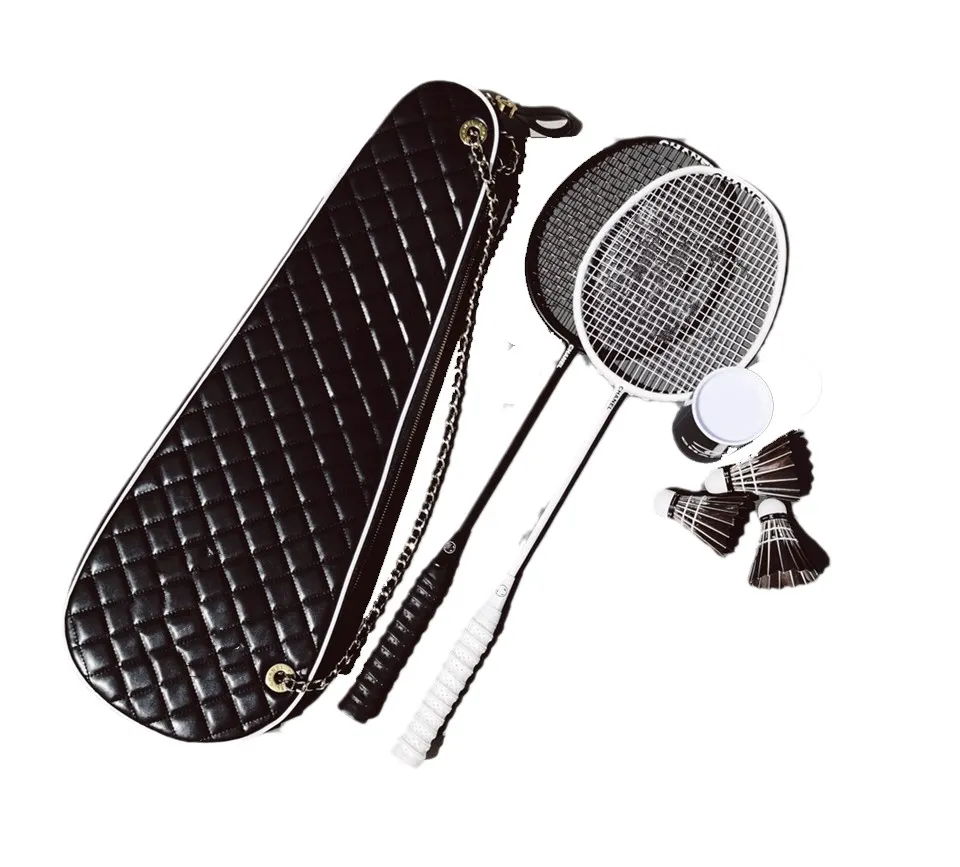 Professional Full Carbon Fiber Felet Badminton Bag Set With Leather Bag