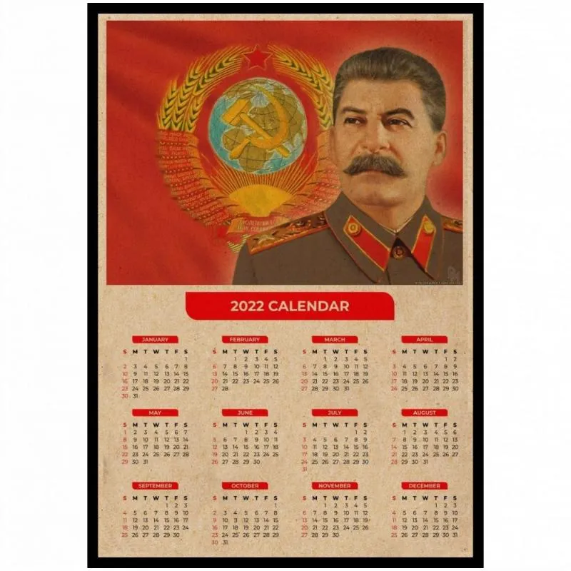 Pegatinas de pared URSSR CCCP Lenin Stalin La Unión Soviética Cartel Vintage Pintura Bar Art Art Kraft Papel 2022 Calendario Pósters