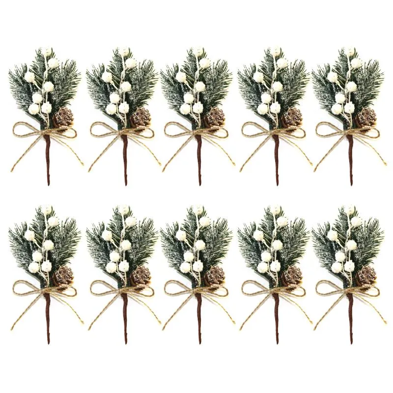 Noel Süslemeleri 10 adet Yapay Çam Şubesi Berry Holly Çiçek Buketi Pick Noel Dekorasyonu Süsleme