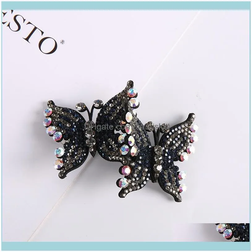 Korean Sweet Girl Simple Rhinestone Butterfly Hair Pin Barrettes Clips For Women Fashion Headdress Full Diamond Accessories1