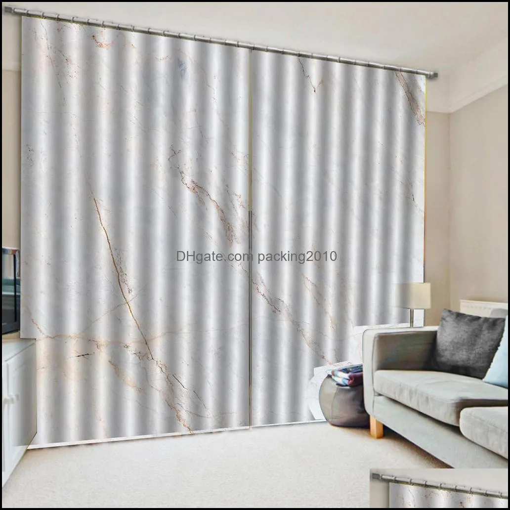 Custom white marble curtains 3D Window Curtains For Living Room Bedroom Customized size 3d curtain