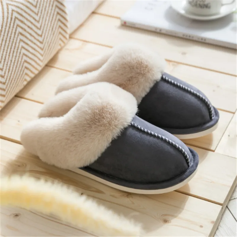 Plüsch Warme Home Flache Hausschuhe Leichte Weiche Bequeme Winter Slipper Damen Baumwolle Schuhe Indoor Plüsch Schuhe