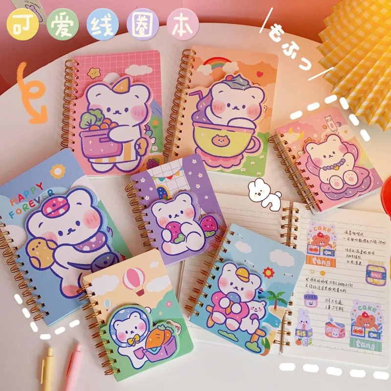 Wholesale Notepads Kawaii Bear Journal Agenda Double Coil Line Sprial Notebook Cute Memo Book