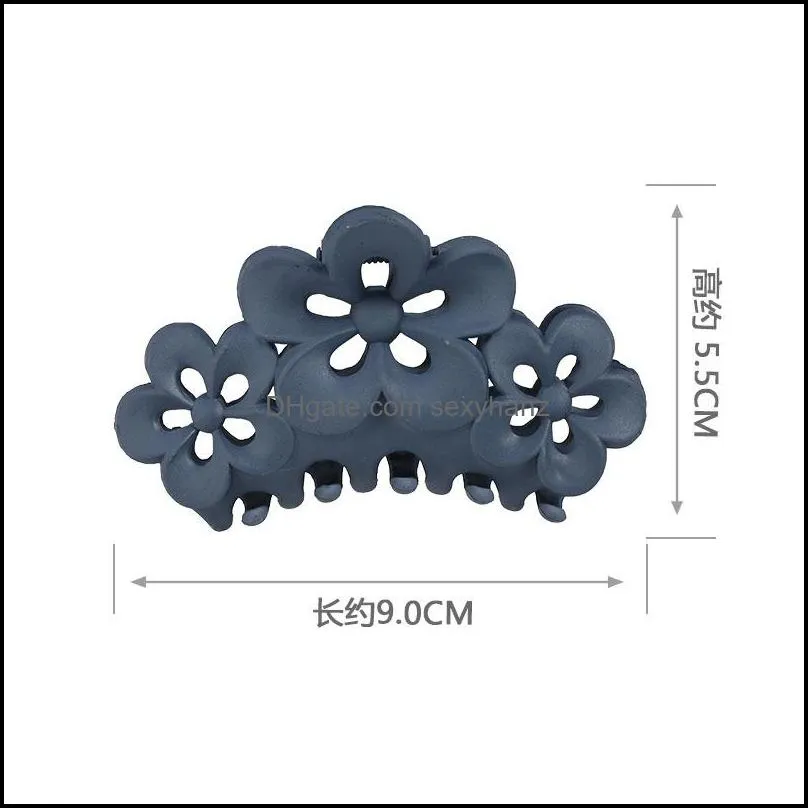 Rubber Paint Three Flowers Simplicity Hair Clips Frosted Texture Age Reduction Woman Hairs Clamps Retro Temperament Back Of The Head Clip 1 8hma