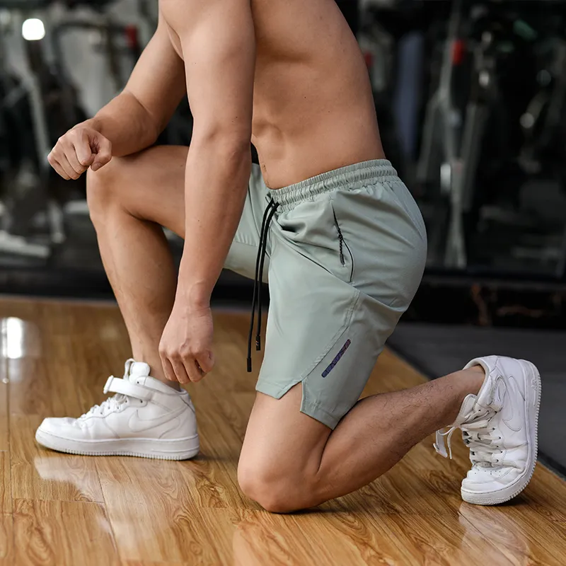 Men s Quick Dry Running Shorts with Zipper Pocket Black Spandex Gym Workout Shorts for Fitness Training