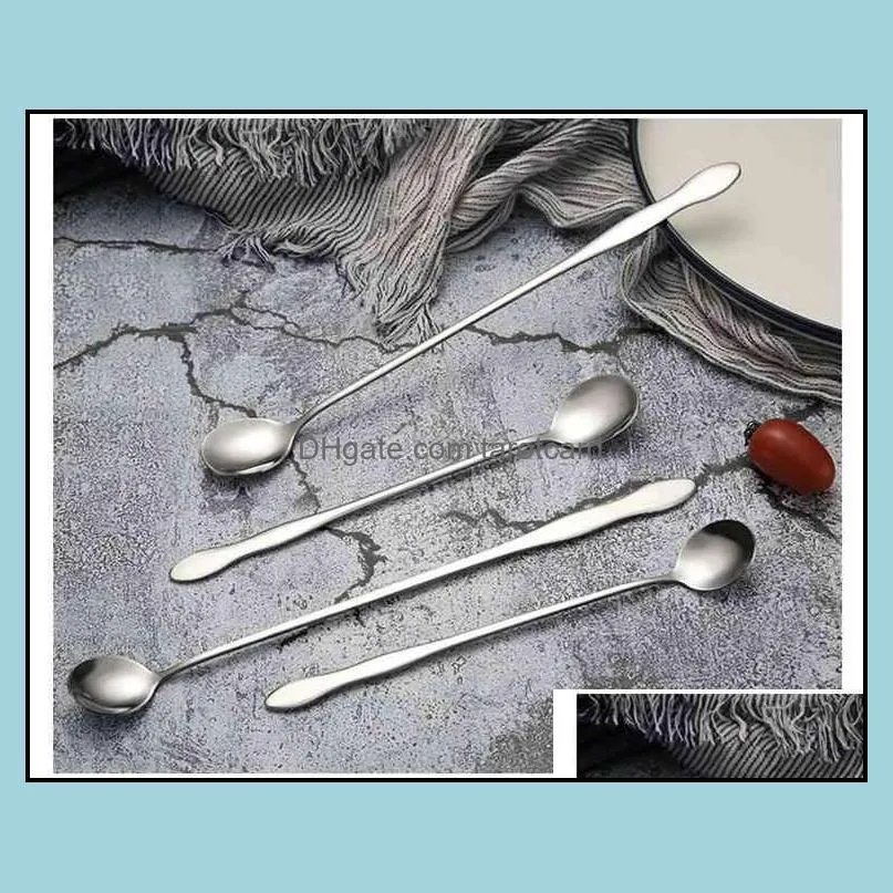 Coffee Spoon Long Handle Iced Tea Spoon Ice Cream Spoon Stainless Steel Cocktail Stirring Spoons Set of 11pcs H-0105