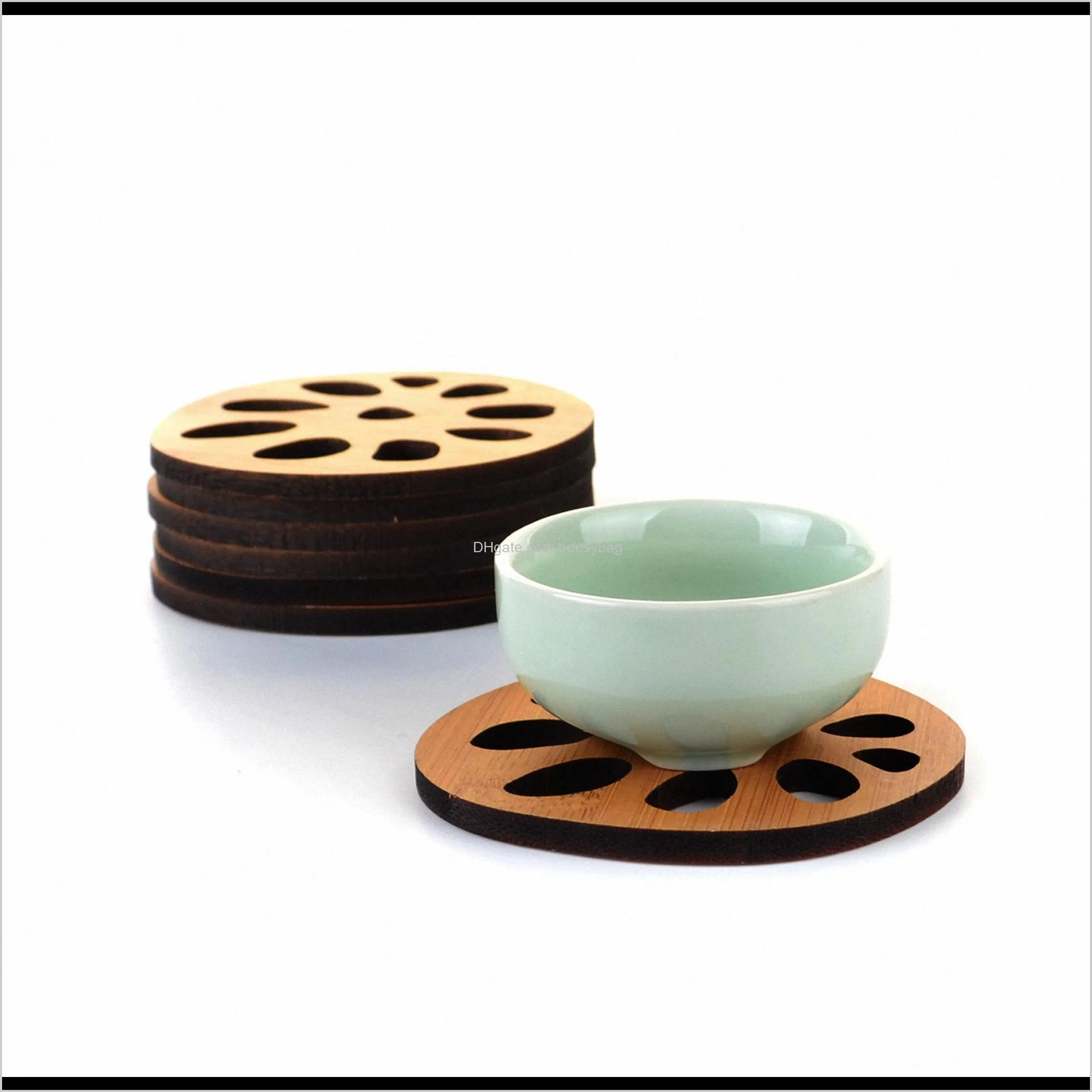 lots natural bamboo lotus root leaf shaped round saucer tea cup pad mat dia.80mm gongfu kung fu tea tray serving table