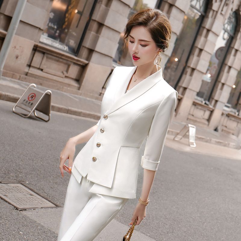 Verduisteren werknemer Gevoel Hoge Kwaliteit Casual Dames Pak Broek Twee Stuk Set Zomer Elegante Dames  Witte Blazer Jas Zakelijke Kleding Van 52,41 € | DHgate