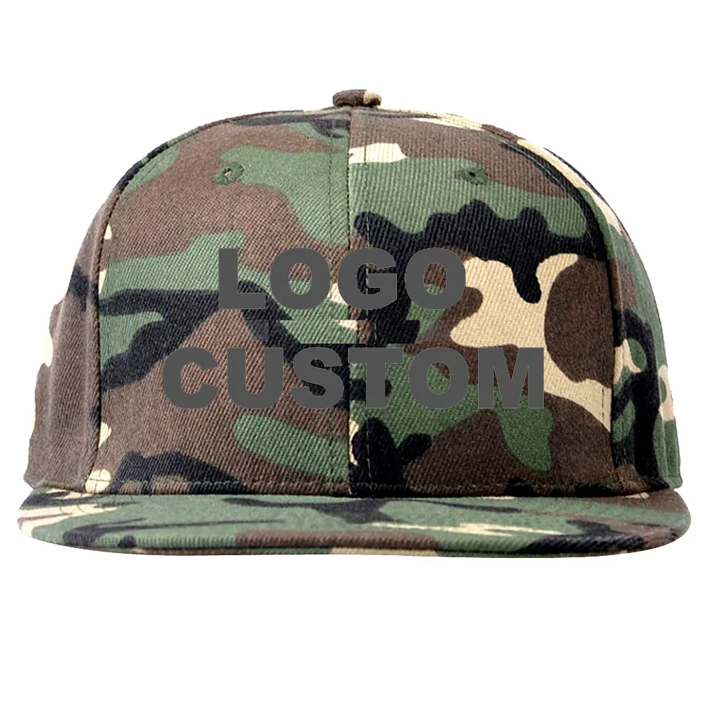 Liten moq custom hat kamouflage mönster armé camo färg platt brim baseball tennis resa justerbar närmare snapback cap