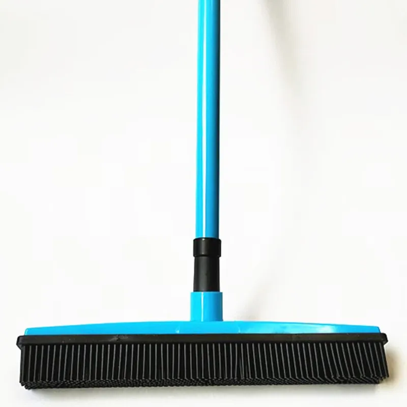 Rubber Hair Lint Removal Device Telescopic Bristles Magic Clean Sweeper Squeegee Bristle Long Push Broom