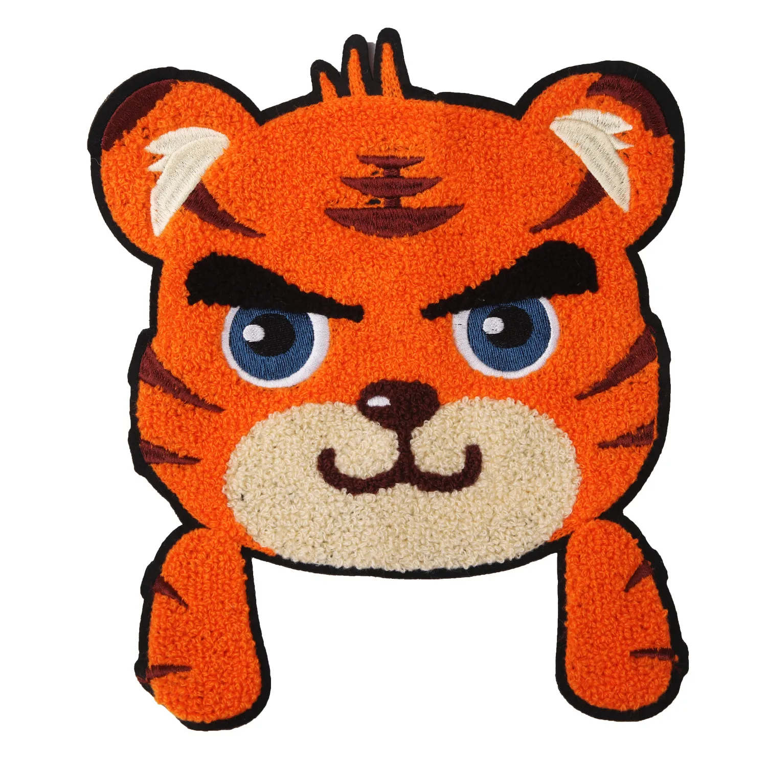 Tuch Stickerei Cartoon Tiger Chenille Patch Stoff Annäherung an Tieraufkleber Große Größe Patchwork Applikationen für Kleidung Tasche Rucksack