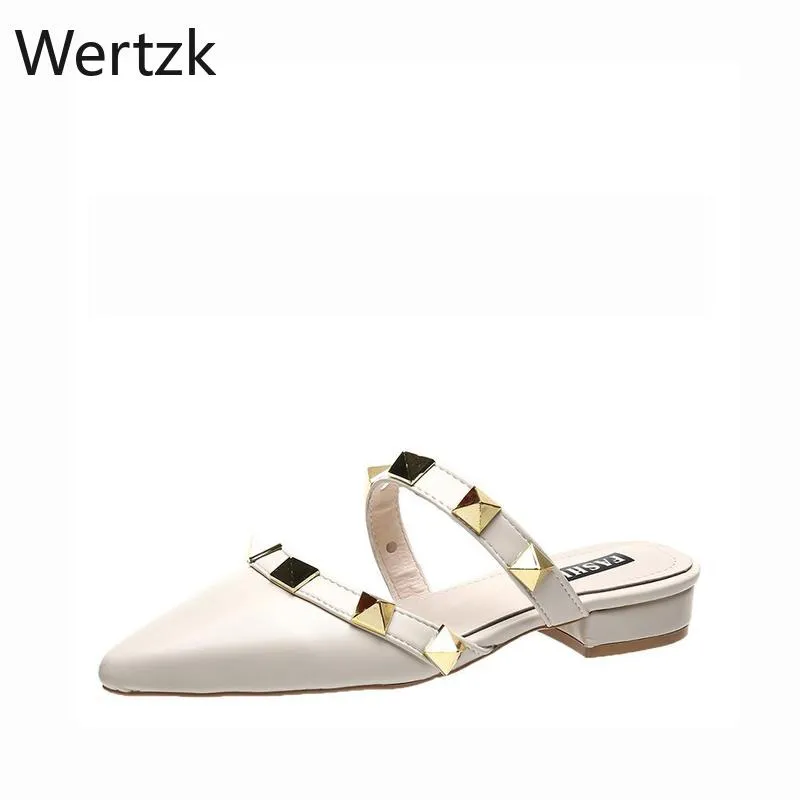 Buty damskie eleganckie muły kobiety swobodne kapcie panie niskie obcasy moda moda kobiet spiczaste cukierek kolorów obuwia