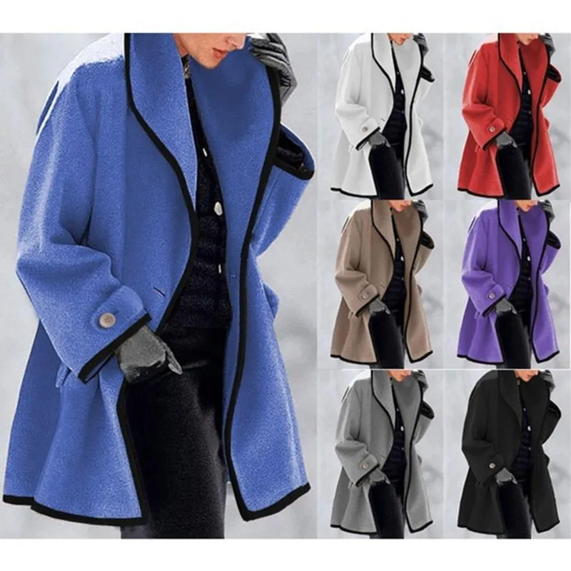 Misto lana da donna Piumino da donna blu 2023 -vendita Cappotto invernale Trench da donna Cappotto lungo lungo sottile caldo Capispalla da donna