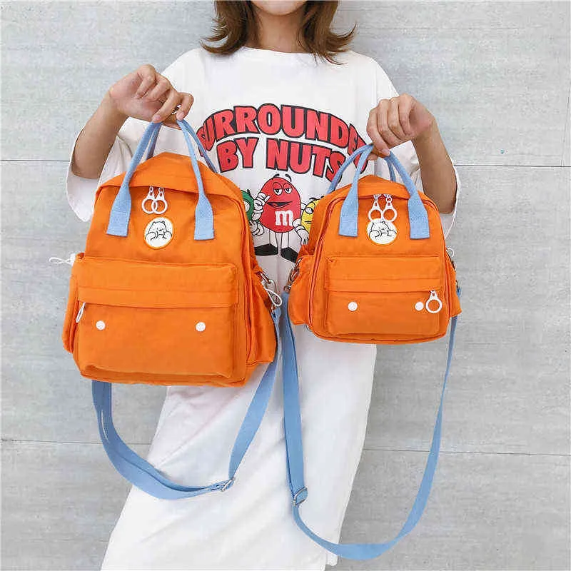 Nouveau sac à dos pour femmes Kawaii, grande et petite taille, mini sacs à dos pour adolescentes, sacs à bandoulière orange mignons pour femmes Y1105