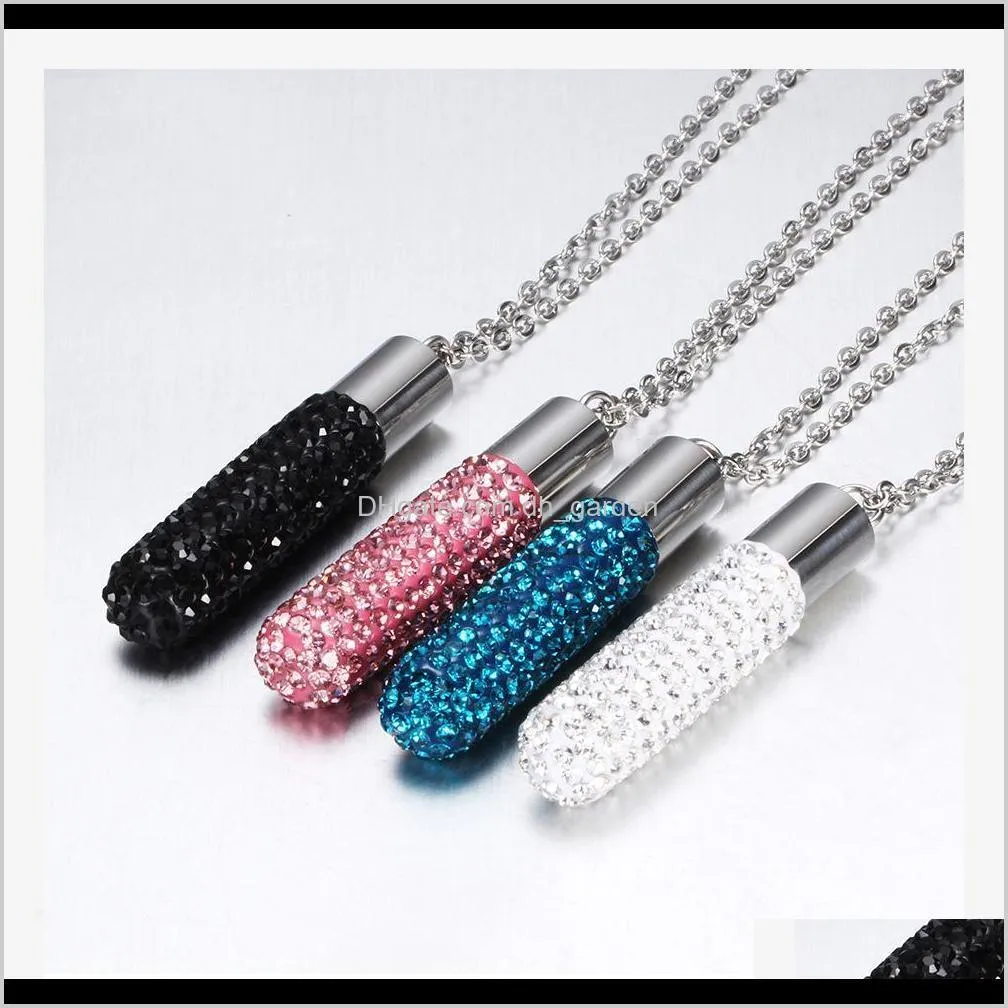 New Titanium steel Multi Color lipstick pendant Necklace With Link Chain 316L Stainless Steel Personalized Jewelry Gifts For men and