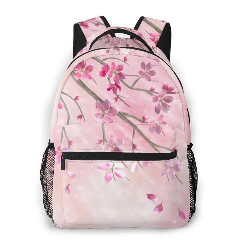 Style Backpack Boy Teenagers Nursery School Bag Spring Tree Branch Cherry Blossom Tillbaka Till Väskor