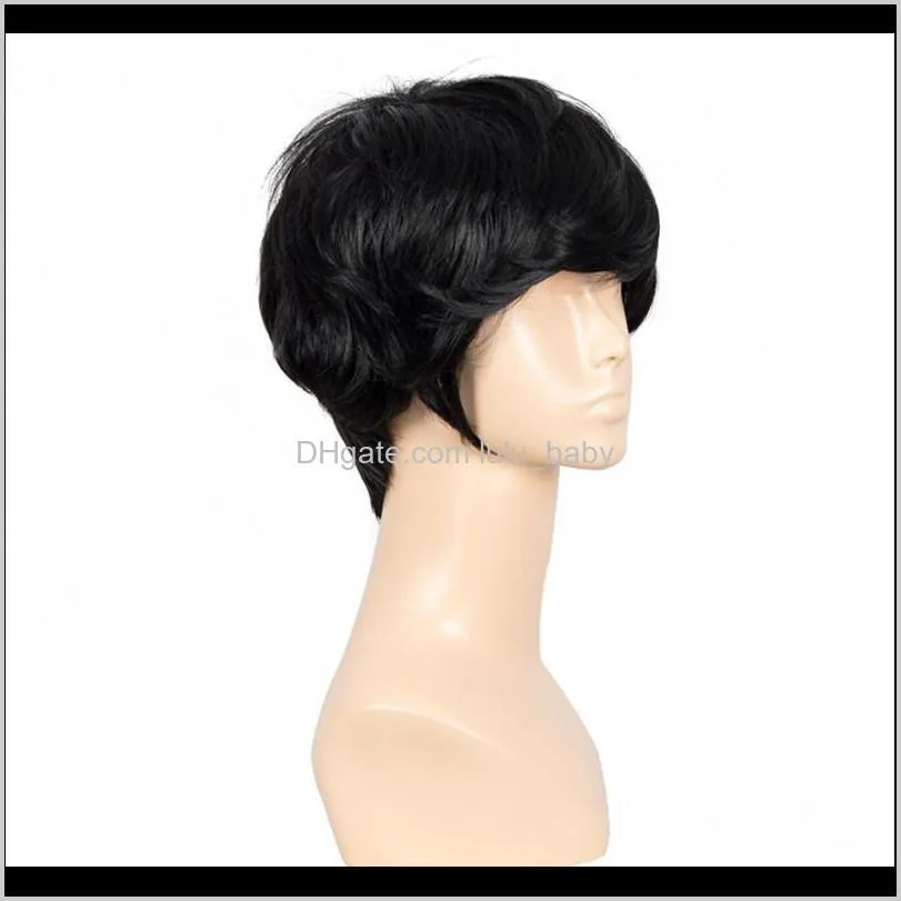 z&f hot sell fashion heat resistant synthetic straight black men`s wig sexy korean men`s male hair cosplay wigs