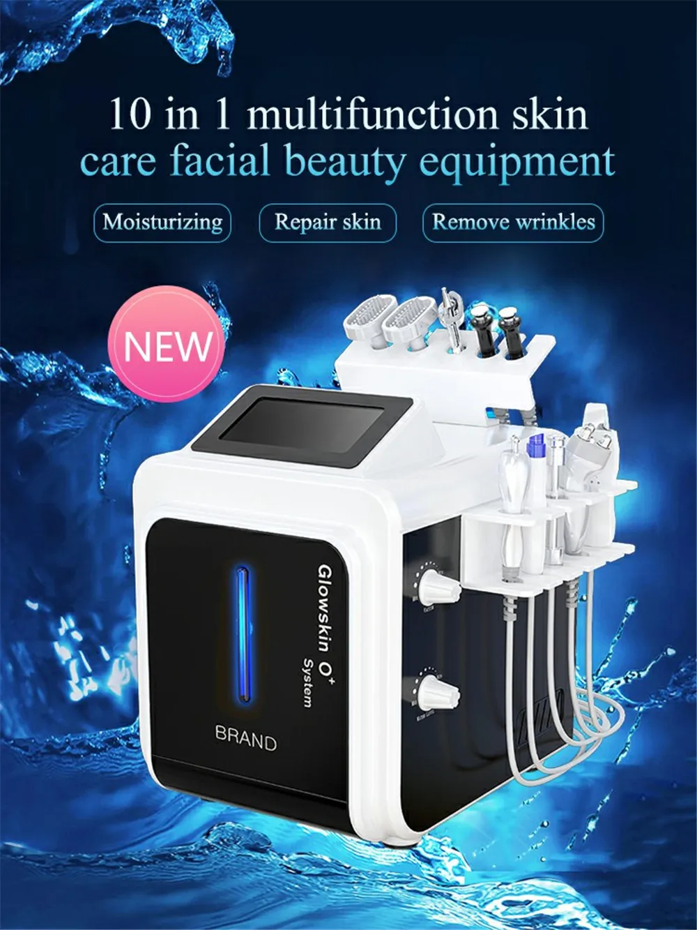 Portable 10 In 1 Hydra Dermabrasion Aqua Silk Peel RF BIO Ultrasonic Massage Facial Machine For Skin Care
