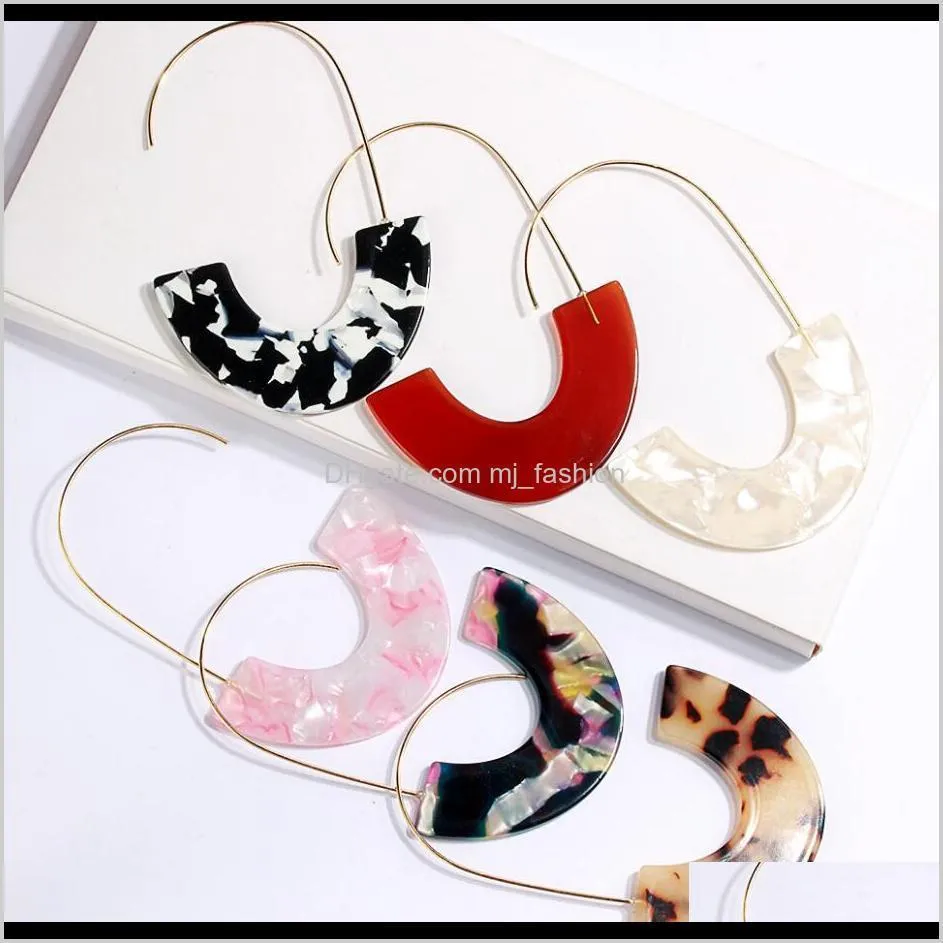 fashion leopard grain acrylic earrings multi-color big hook semicircle resin drop earring for women wholesale jewelry gift 1581