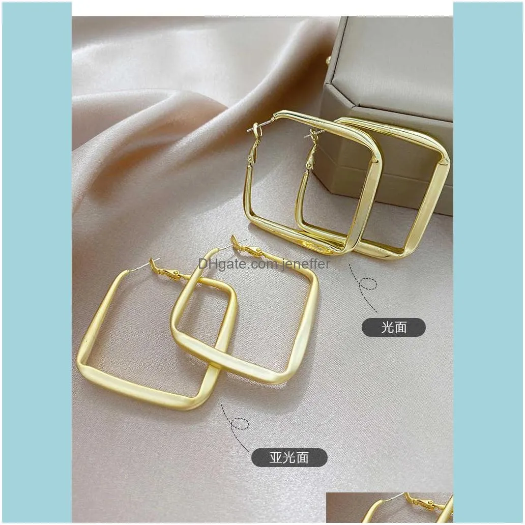 S925 gold silver needle square fashionable dumb Korean net red temperament exaggerated large earrings