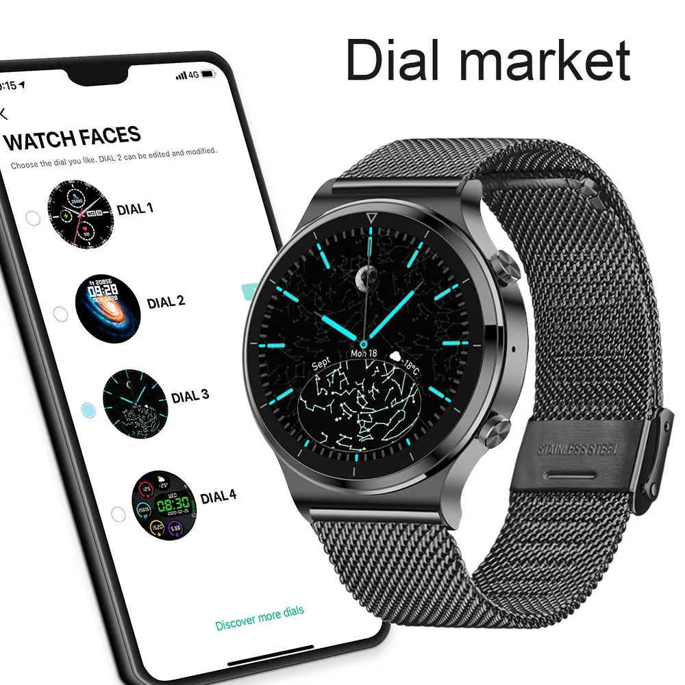 Смарт-часы Мужчины Сердцетеры Артериальное давление Полный Сенсорный Экран Спорт Фитнес Часы Bluetooth Для Android IOS Smart Watch