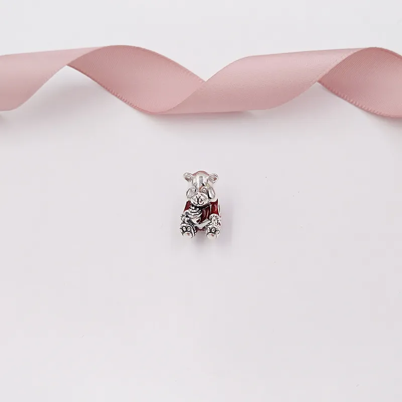 Charms authentische Schmuckherstellungssets Damenarmbänder Herren Sterling Silber Kettenperlen Weihnachtsbär Rot & Weiß Emaille passend für Schlüsselanhänger_voghion.com