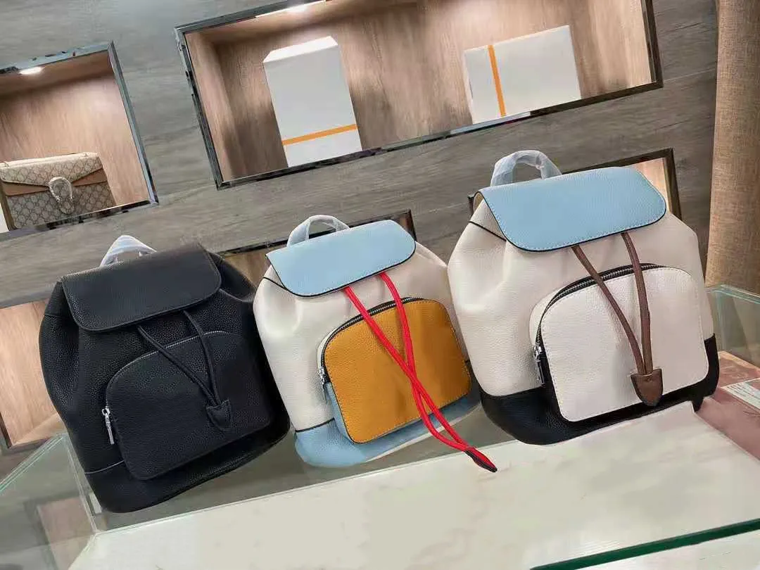 Classic Drawstring Backpack 2021 fashion stitching handbag large capacity shopping travel bag high quality schoolbag wallet 1031