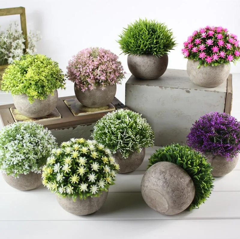 2021 Fake Flower Grass Ball 16 Styles Pe Plastic Bonsai Artificial Flowers Simulation Green Plant Restoring Ancient Ways Home Furnishing