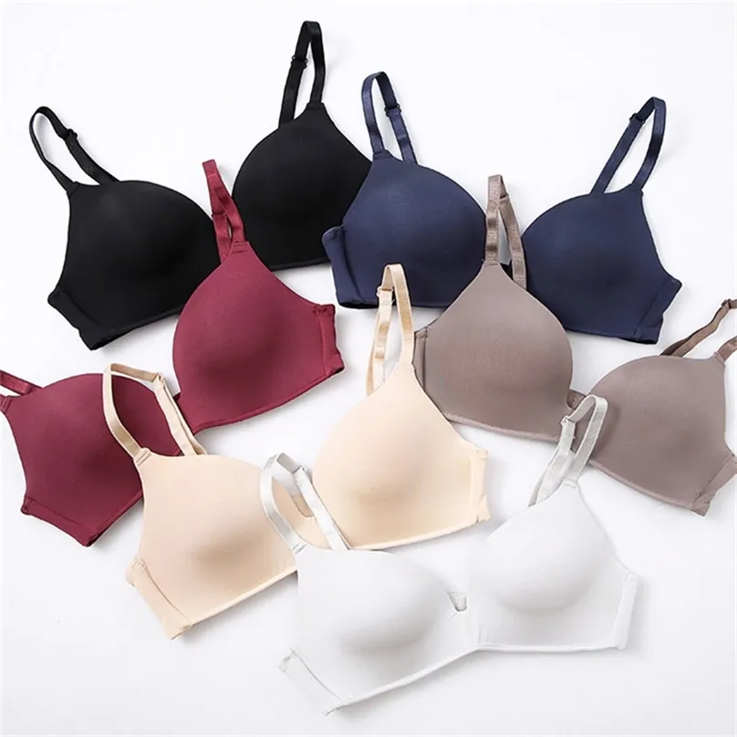 Ice Silk Bra For Women Comfort Wireless Gather Sexy Underwear For Women Push Up Simple Lingerie Seamless Brassiere Bralettle 211217