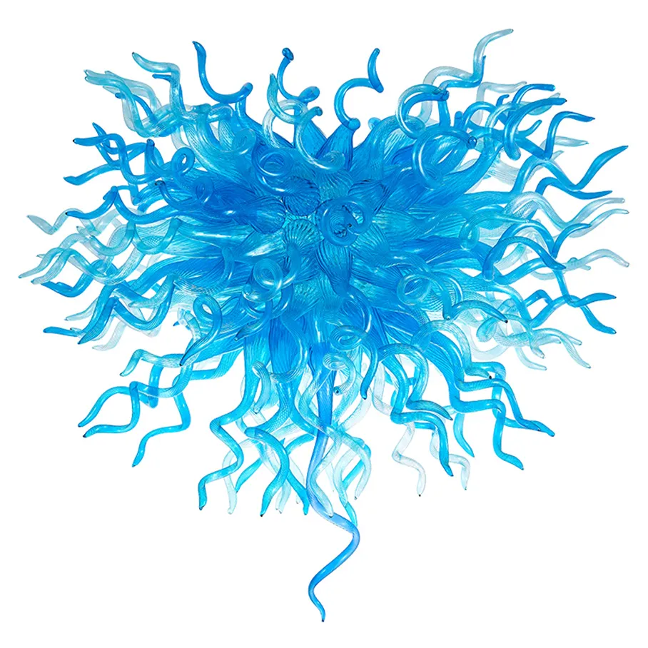 Nordisk konststil blå korall ljuskrona kedja hängande ljus vardagsrum h otel handblåst glas lampa acceptera anpassning