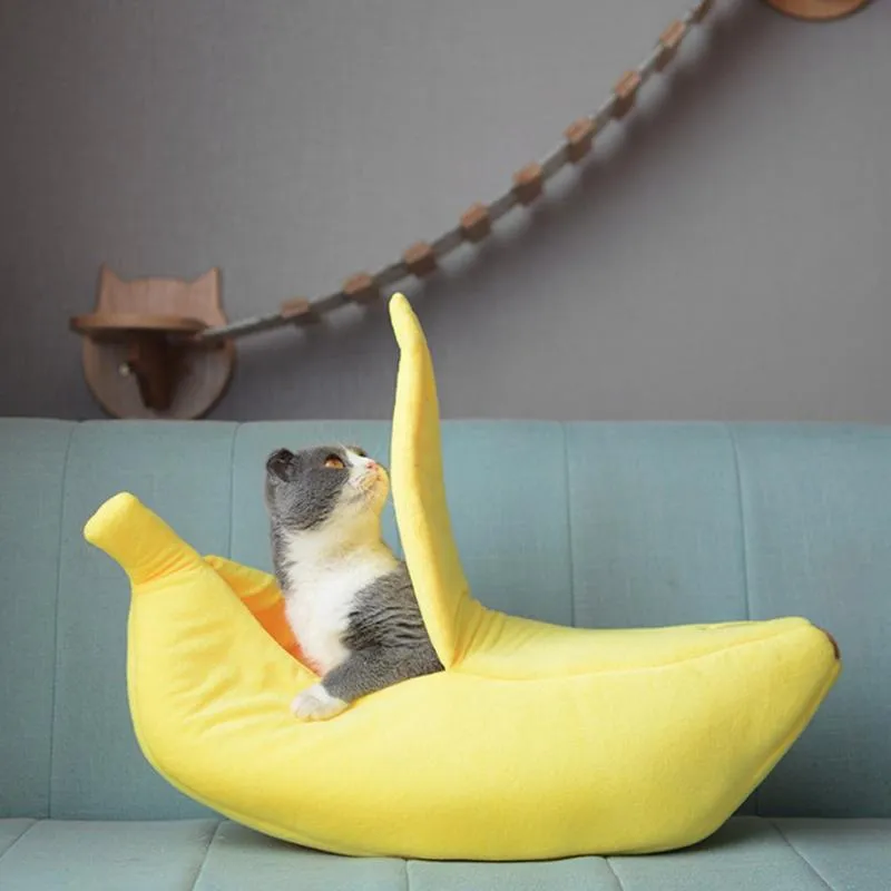 Cat Beds & Furniture L Code Pets Dog Bed Banana Shape Creative Durable Cozy Cute Warm Puppy Cushion Kennel Portable Pet Basket Supplies Mat