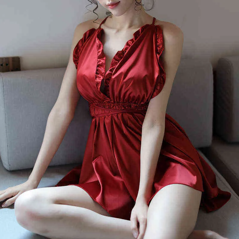 NXY SEXY SET Women Nightgown Sommarunderkläder Boog Robe Set Girl Hot Shop Leisure Wear V-Neck Lace HomeWear för 1210