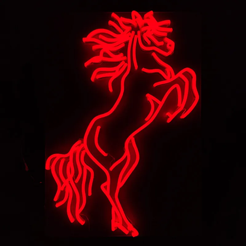 Sinal de Cavalo Vermelho LED Neon Luzes Cute Style Girl's Room Decoração Bar Comercial RestaurantPublic Lugares 12 V Super Bright