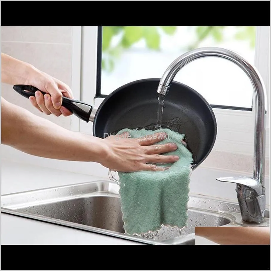 kitchen cleaning wiping rags dish cleaning cloths water absorption anti-grease dish cloth microfiber color washing towel magic